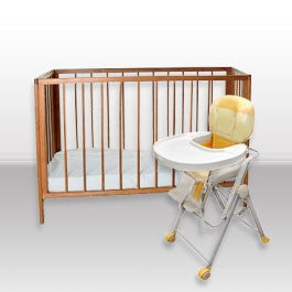 crib and high chair for rental 